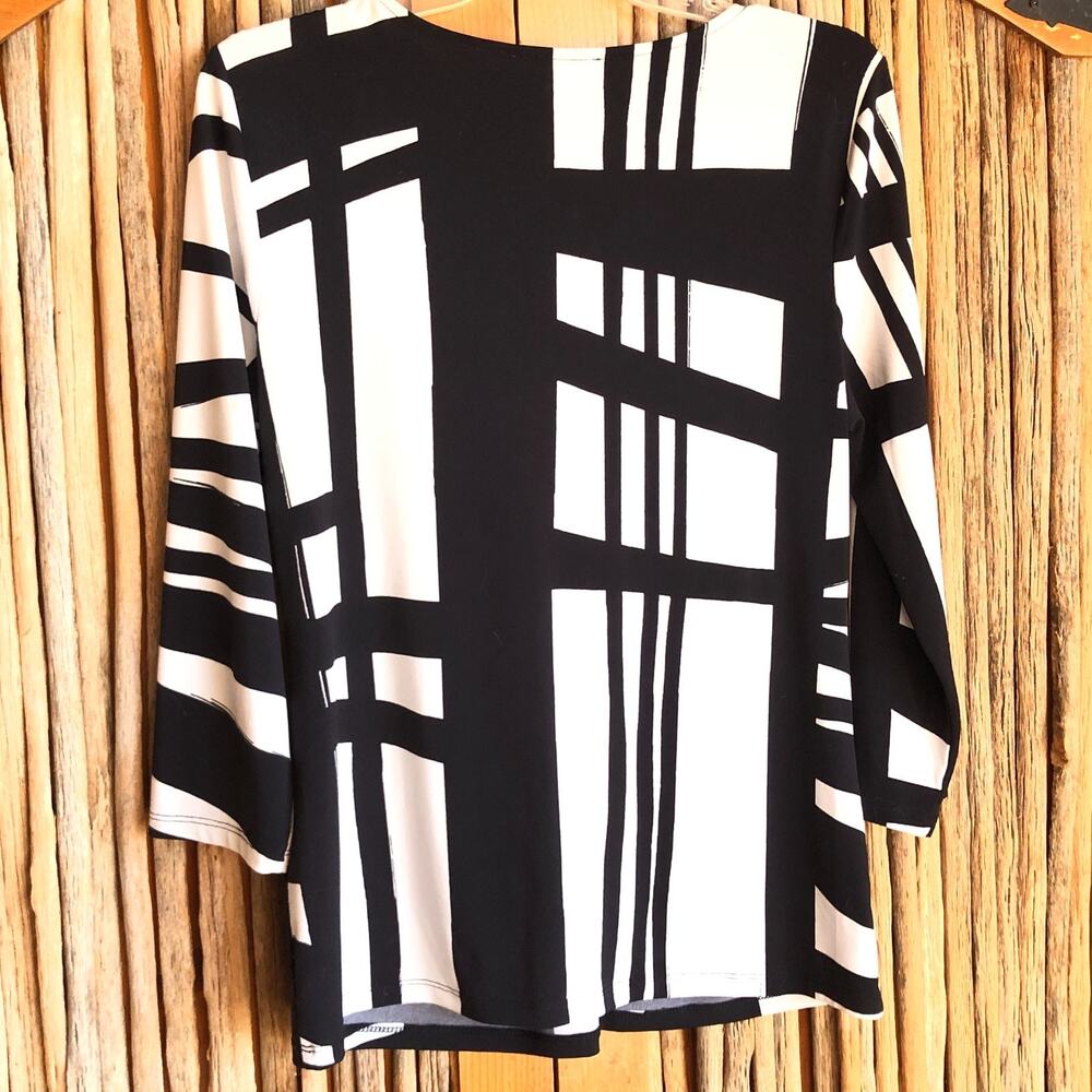Calvin Klein Woman's Blouse Black White Geometric Print Size Med - Picture 4 of 4